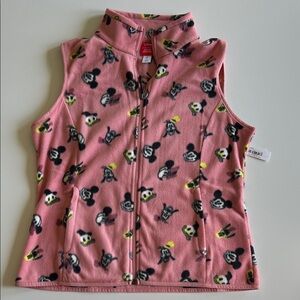 NWT Mickey Mouse & Friends Pink Fleece Vest - size Large adult/teen/tween